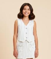 Colete Infantil em Sarja com Estampa Listrada - Tam 5 a 14 Anos - 2