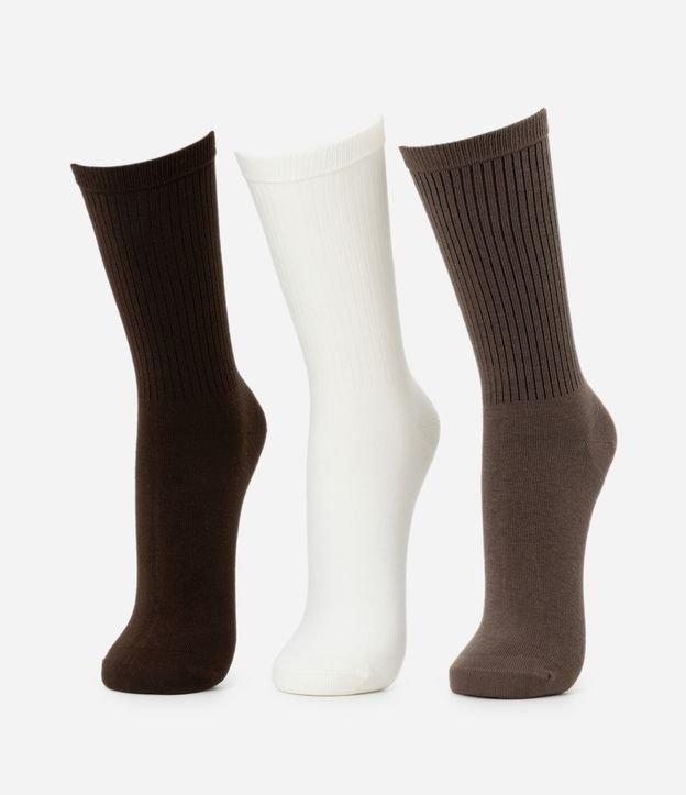 Kit 03 Meia Cano Alto em Algodão Canelado Lupo - 1