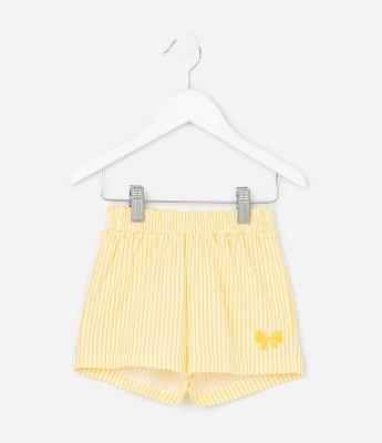 Short Infantil em Tricoline com Listras Fio Tinto - Tam 1 a 6 Anos