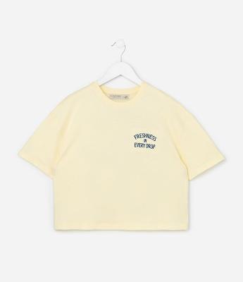 Camiseta Boxy Infantil com Estampa de Limões - Tam 5 a 14 Anos