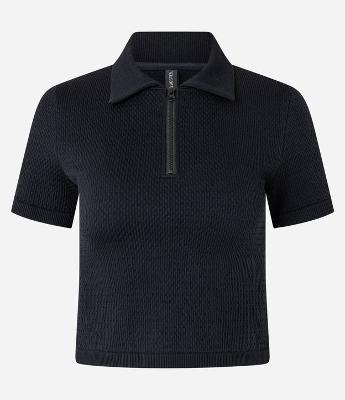 Blusa Polo com Zíper em Seamless Texturizada