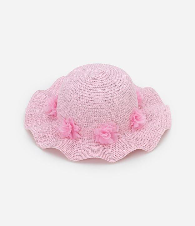 Chapéu de Palha Infantil com Flores - Tam Único - 1