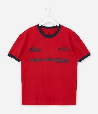 Camiseta Infantil com Estampa Lettering High Speed - Tam 5 a 14 Anos