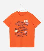 Camiseta Infantil Regular com Estampa de Peixes - Tam 5 a 14 Anos - 1