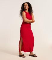 Vestido Longo Texturizado com Franzido Lateral e Nó na Alça - 2