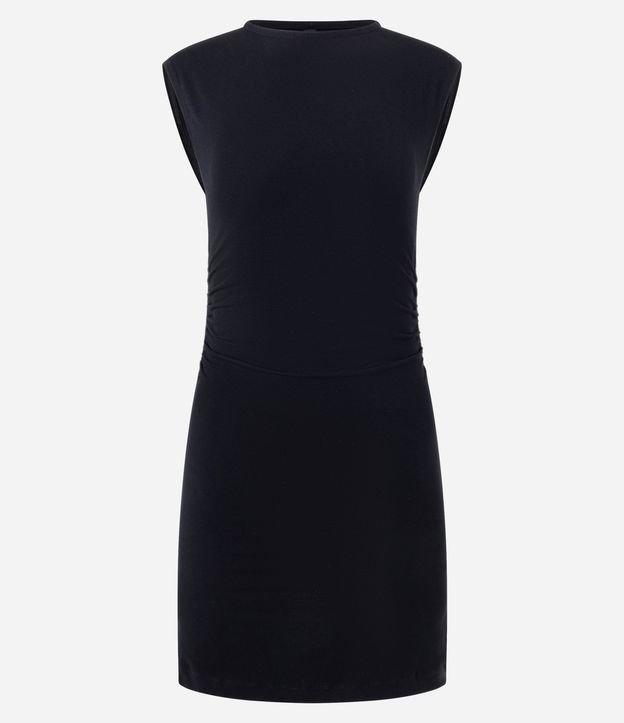 Vestido Curto sem Manga em Viscose com Franzido Lateral - 1
