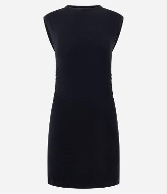 Vestido Curto sem Manga em Viscose com Franzido Lateral