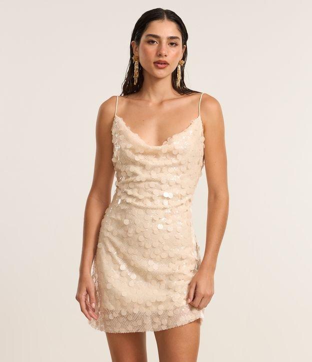 Vestido Curto em Paetê Misto com Decote Degagê - 2