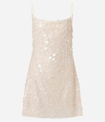 Vestido Curto em Paetê Misto com Decote Degagê