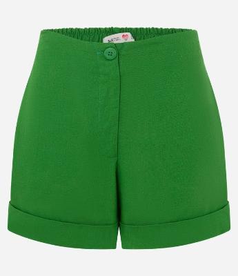 Short Curto em Viscolinho com Barra Virada