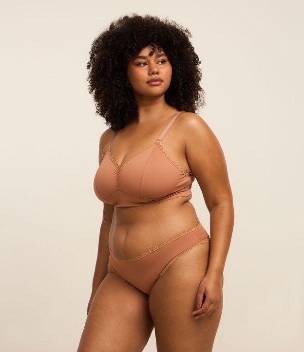 Calcinha Biquíni em Microfibra com Rendinha e Franzido Empina Bumbum Curve & Plus Size - 2