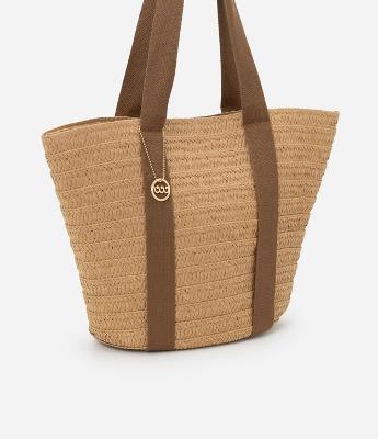 Bolsa de Praia em Palha com Alças Contrastantes