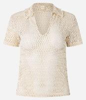 Blusa Slim com Efeito Macramê e Gola Polo - 1