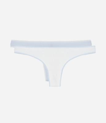 Kit 02 Calcinhas Biquíni Fio em Algodão Canelado com Viés Contraste