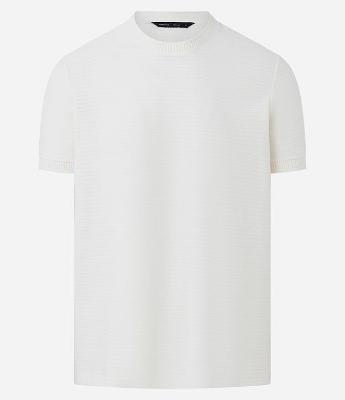 Camiseta Texturizada com Algodão e Gola Redonda