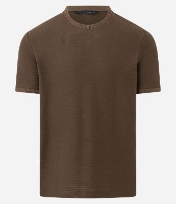 Camiseta Texturizada com Algodão e Gola Redonda