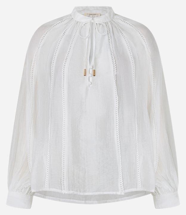 Blusa Bata em Voal com Amarração e Picuetas - 1
