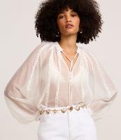 Blusa Bata em Voal com Amarração e Picuetas - 2