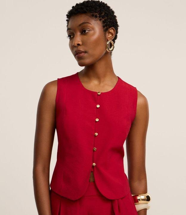 Colete Alfaiatado em Viscose com Botões e Amarração - 1