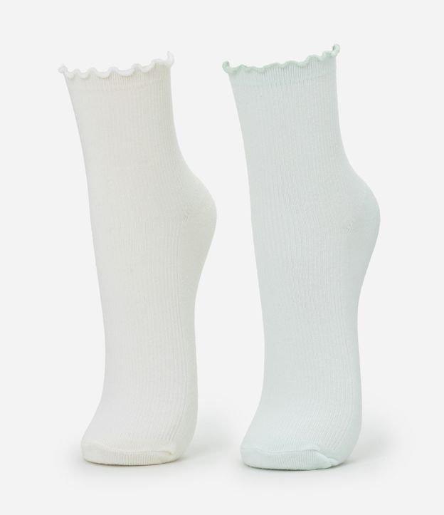 Kit 02 Meias Cano Médio em Algodão Canelado com Picueta - 1
