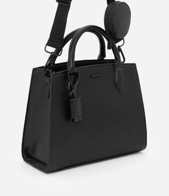 Bolsa Satchel em PU com Alça Longa Removível e Porta Moedas