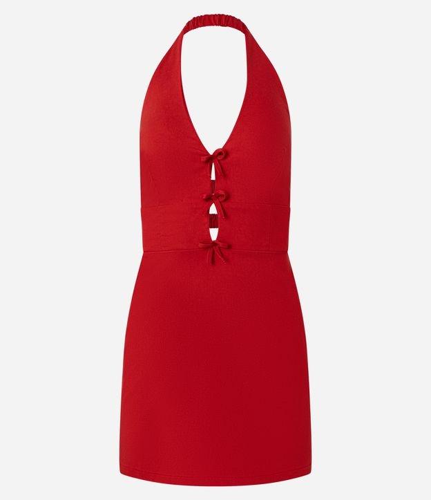 Vestido Curto em Bengaline com Lacinhos Frontais e Costas Abertas - 1