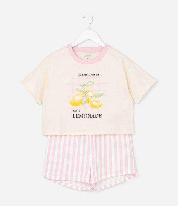 Pijama Infantil com Estampa Limões e Listras - Tam 7 a 16 Anos - 1
