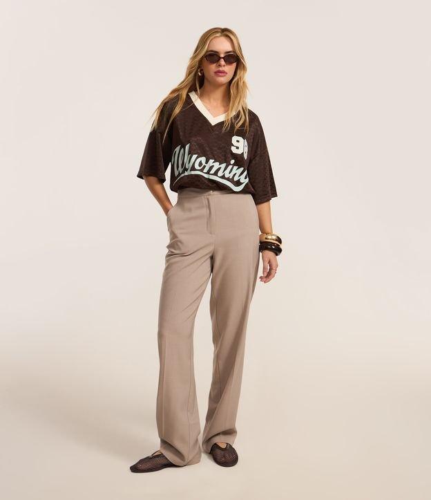 Calça Reta Alfaiatada em Crepe - 1