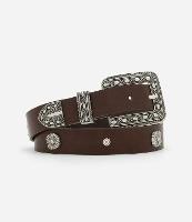 Cinto Western Médio em PU com Metais Trabalhados - 1