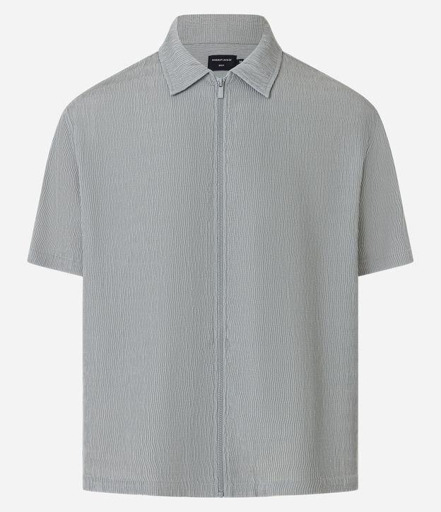 Camisa Boxy Texturizada com Fechamento em Zíper - 1