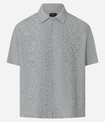 Camisa Boxy Texturizada com Fechamento em Zíper