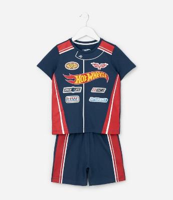 Pijama Infantil com Estampa Hot Wheels - Tam 3 a 10 Anos