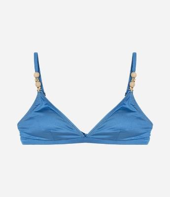 Biquíni Top Triangulo Fixo em Microfibra Brilhante com Aviamentos nas Alças