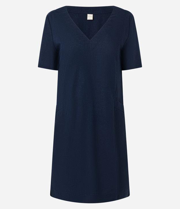 Vestido T-Shirt em Viscolinho com Decote V - 1