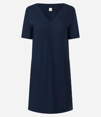 Vestido T-Shirt em Viscolinho com Decote V