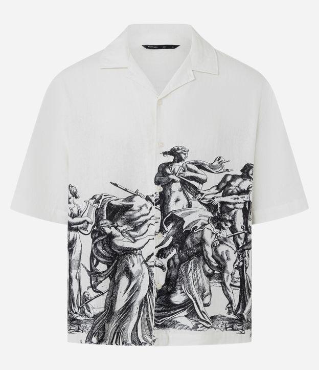 Camisa Boxy em Viscolinho com Estampa Romana - 1