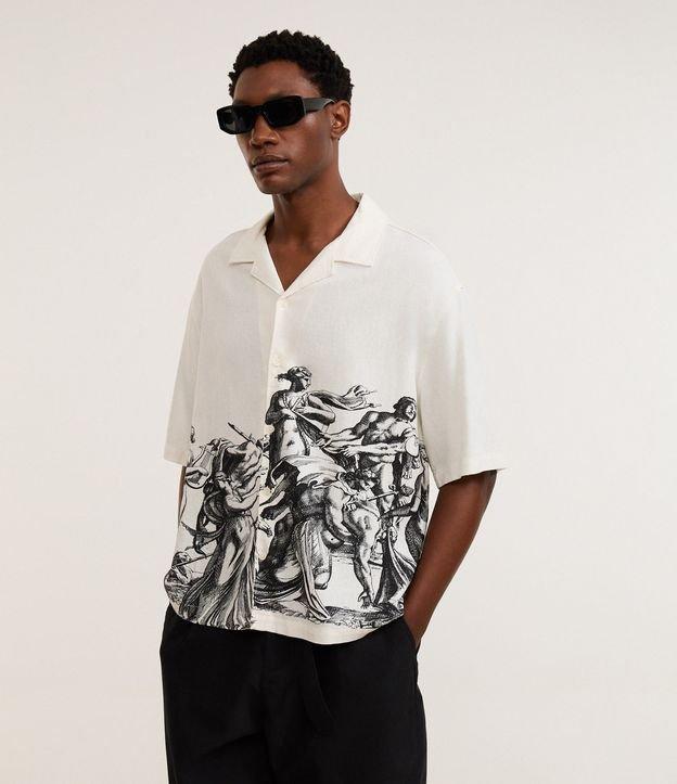 Camisa Boxy em Viscolinho com Estampa Romana - 2