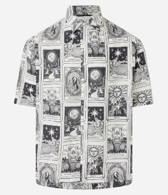 Camisa Relaxed em Viscose com Estampa de Tarot Texturizada
