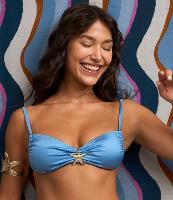 Biquíni Top em Microfibra Brilhante com Lateral Franzida e Aviamento de Estrela - 2