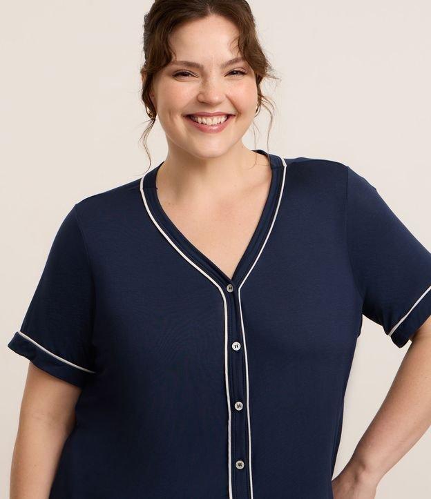 Pijama Curto em Viscolycra com Botões Frontais e Viés Contrastante Curve & Plus Size - 2