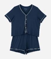 Pijama Curto em Viscolycra com Botões Frontais e Viés Contrastante Curve & Plus Size - 1