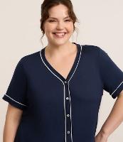 Pijama Curto em Viscolycra com Botões Frontais e Viés Contrastante Curve & Plus Size - 2