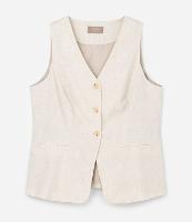 Colete Alfaiataria em Viscolinho com Botões e Bolsos Curve & Plus Size - 1