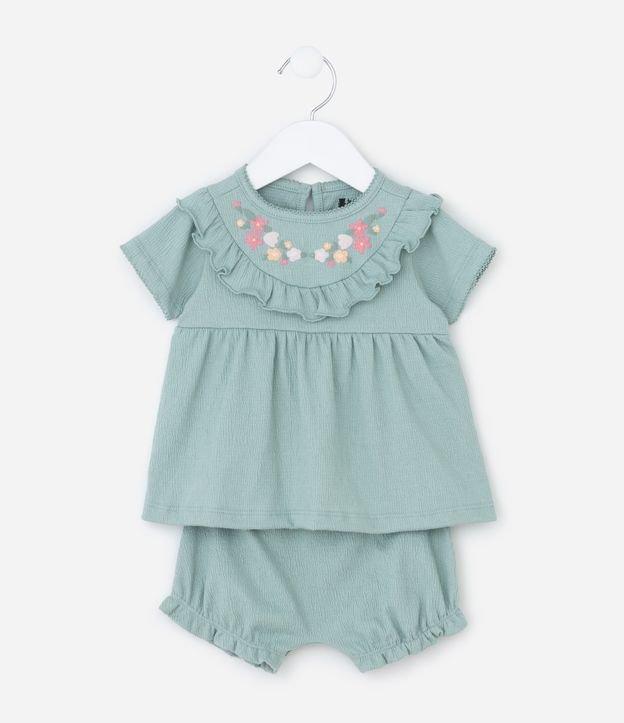 Conjunto Infantil com Estampa Floral Liberty Texturizado - Tam 0 a 18 Meses - 1