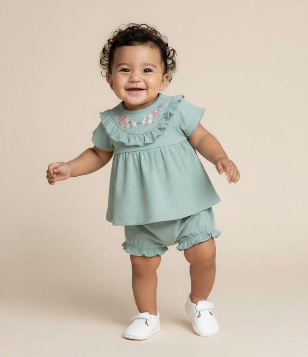 Conjunto Infantil com Estampa Floral Liberty Texturizado - Tam 0 a 18 Meses - 2