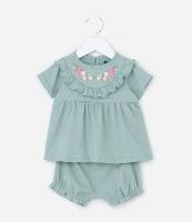 Conjunto Infantil com Estampa Floral Liberty Texturizado - Tam 0 a 18 Meses - 1