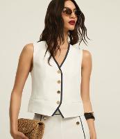 Colete em Viscolinho com Contraste na Gola e Vista - 1