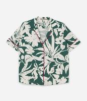 Camisa em Viscolinho com Estampa de Folhagem e Viés Contrastante Curve & Plus Size - 1