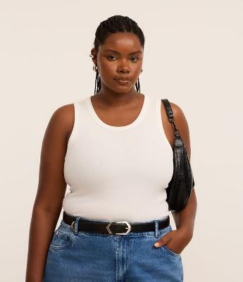 Blusa Regata Canelada em Ribana Curve & Plus Size