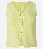 Blusa Texturizada em Tricô com Decote V e Botões Irregulares - 1